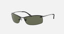 RAY BAN POLISHED GUNMETAL FRAMES WITH G-15 GREEN LENS RECTANGLE SHAPE - Like New