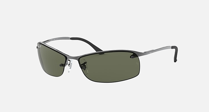 RAY BAN POLISHED GUNMETAL FRAMES WITH G-15 GREEN LENS RECTANGLE SHAPE - Like New