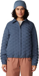 MOUNTAIN HARDWEAR STRETCHDOWN LIGHT SNAP JACKET - SIZE: WOMEN L - MOON BLUE - Brand New