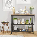 Ecoprsio Small Console Table Sofa Table with Double Mesh Shelves - Rustic - Like New