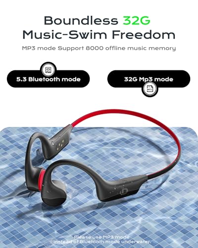 DEMICEA OPEN EAR SPORT HEADPHONES, WIRELESS BONE CONDUCTION - RED - Like New