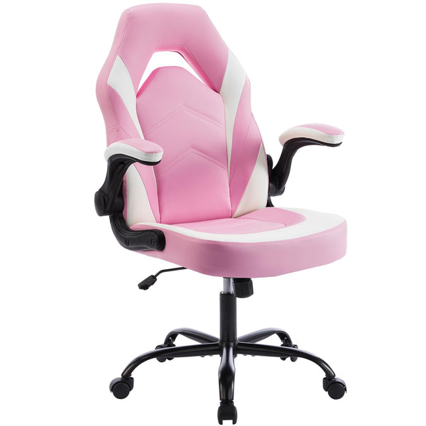 BG PINK+WHITE PU LEATHER COMPUTER GAMING CHAIR ERGONOMIC OFFICE CHAIR - Like New