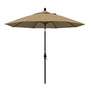 CALIFORNIA UMBRELLA 9' ROUND MARKET UMBRELLA CRANK LIFT COLLAR TILT STRAW - Like New
