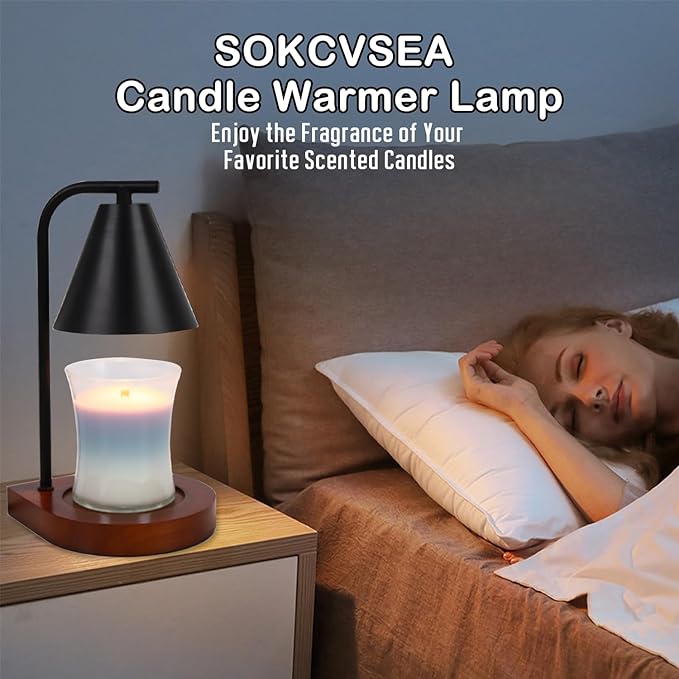 SOKCVSEA Fragrance Candle Warmer Lamp Home Decor Candle Warmer - Round Black Like New