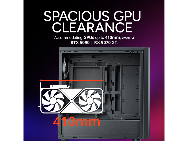 Cooler Master Elite 502 ATX High Airflow Minimalist PC Case, 410mm GPU Max,