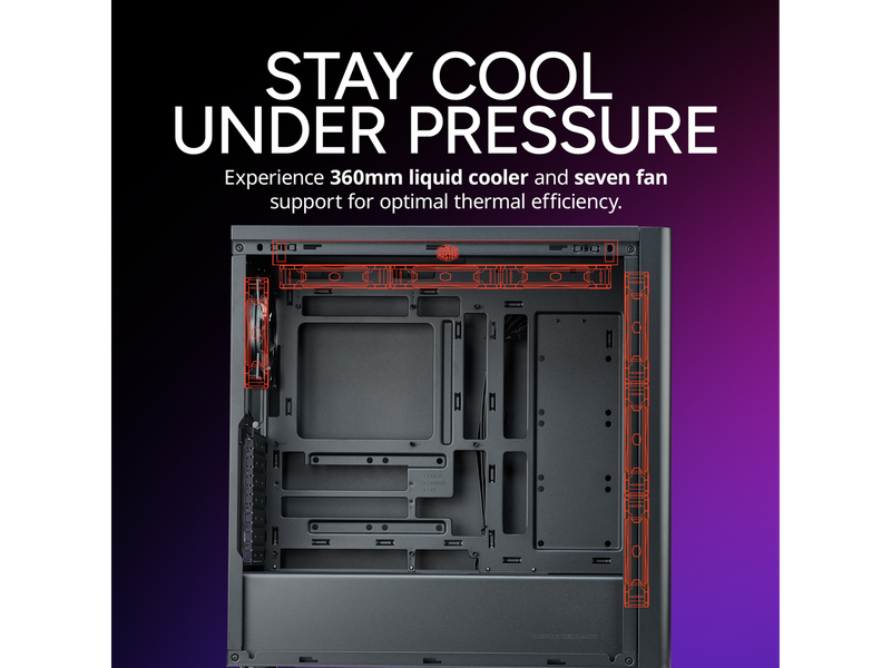 Cooler Master Elite 502 ATX High Airflow Minimalist PC Case, 410mm GPU Max,