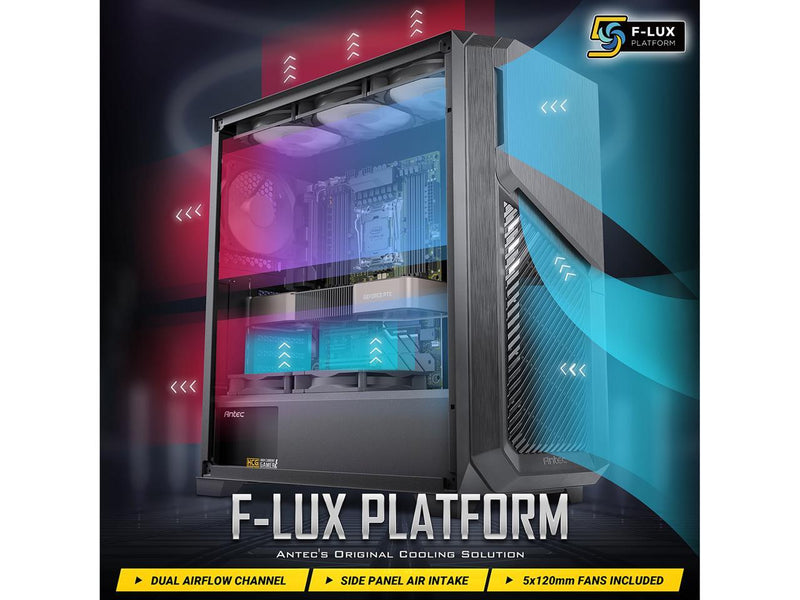 Antec Dark Phantom DP502 FLUX, Mid Tower ATX Gaming Case, Tempered Glass