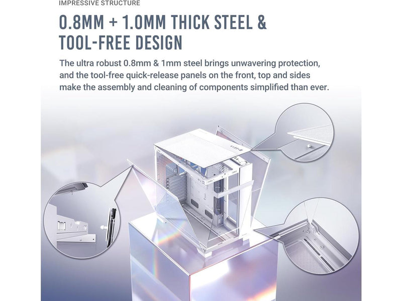 Antec C8 White, Fans not Included, RTX 40 Compatible, Dual-Chamber, tooless