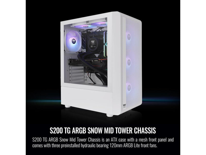 Thermaltake S Series S200 TG ARGB White SPCC Mid Tower Computer Cases