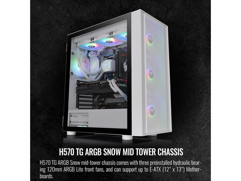 Thermaltake H570 TG Snow Edition ATX Mid Tower ARGB Tempered Glass Computer Case