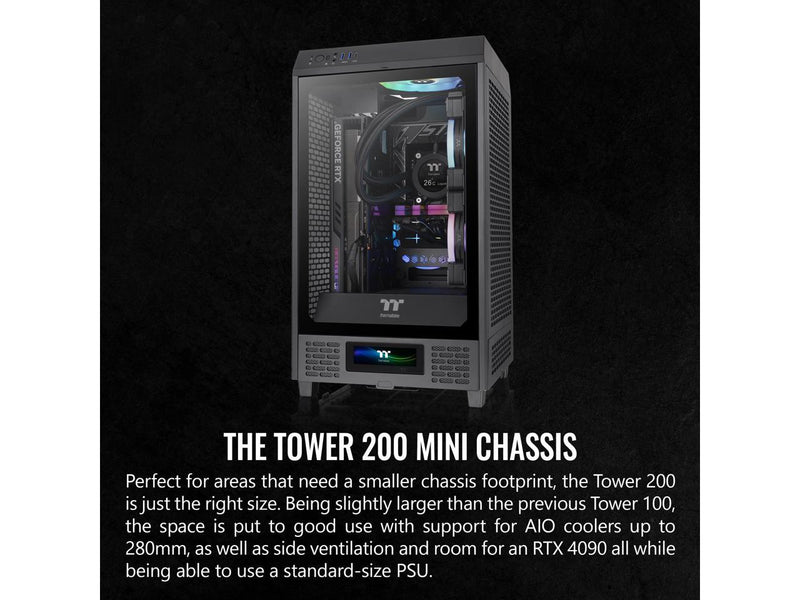 Thermaltake Tower 200 Mini-ITX Computer Case; 2x140mm Pre-installed CT140 Fans;