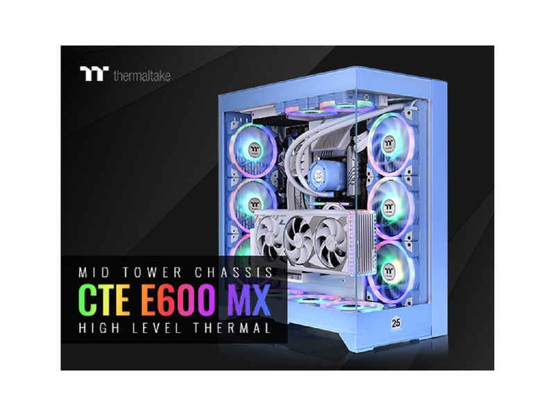 Thermaltake CTE E600 MX Hydrangea Blue Mid Tower E-ATX Case with Centralized