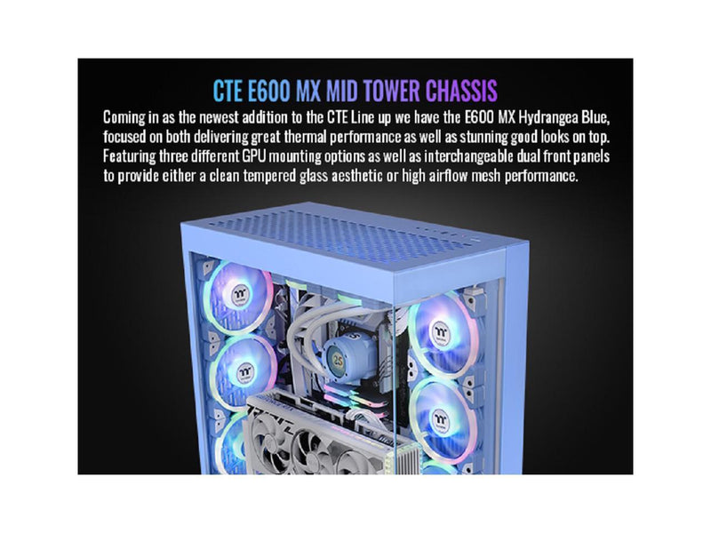 Thermaltake CTE E600 MX Hydrangea Blue Mid Tower E-ATX Case with Centralized