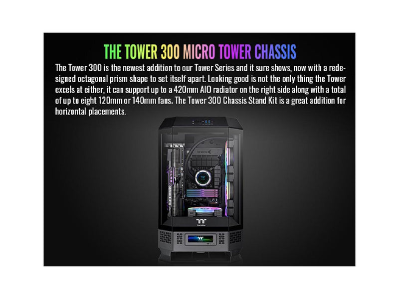 Thermaltake Tower 300 Black Micro-ATX Case; 2x140mm CT Fan Included; Support Up