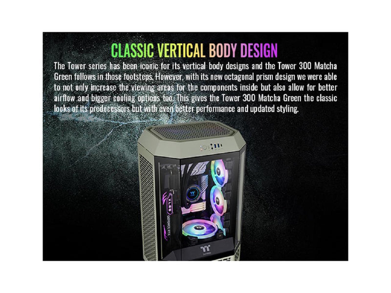 Thermaltake Tower 300 Matcha Green Micro-ATX Case; 2x140mm CT Fan Included;