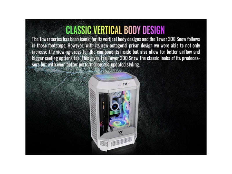 Thermaltake Tower 300 Snow Micro-ATX Case; 2x140mm CT Fan Included; Support Up