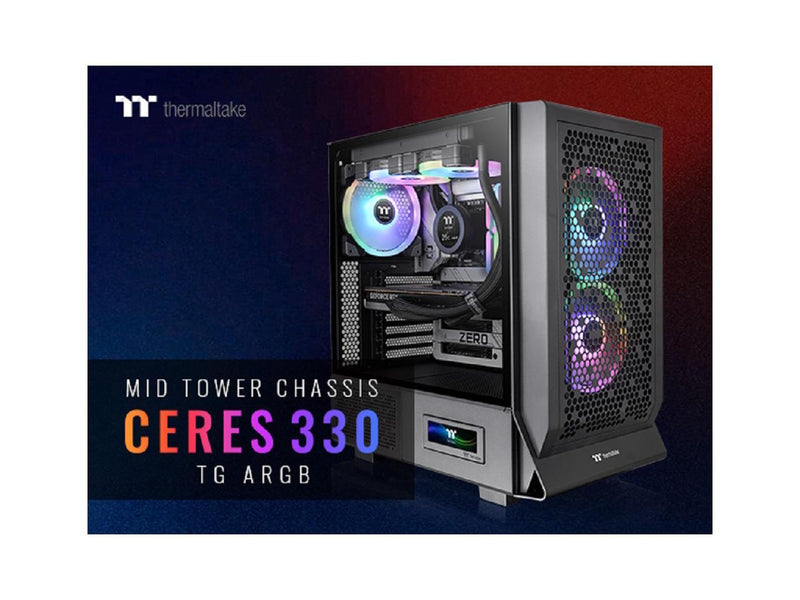 Thermaltake Ceres 330 TG ARGB Black Mid Tower E-ATX Case Supports