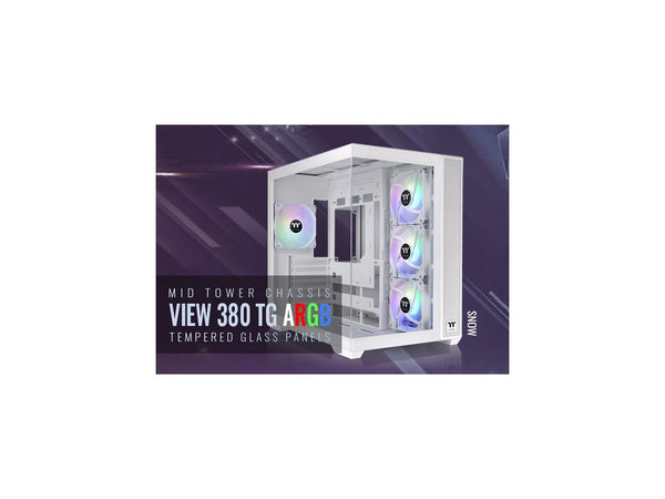 Thermaltake View 380 TG ARGB Snow ATX Case; 4x120mm ARGB Fans Included; Supports