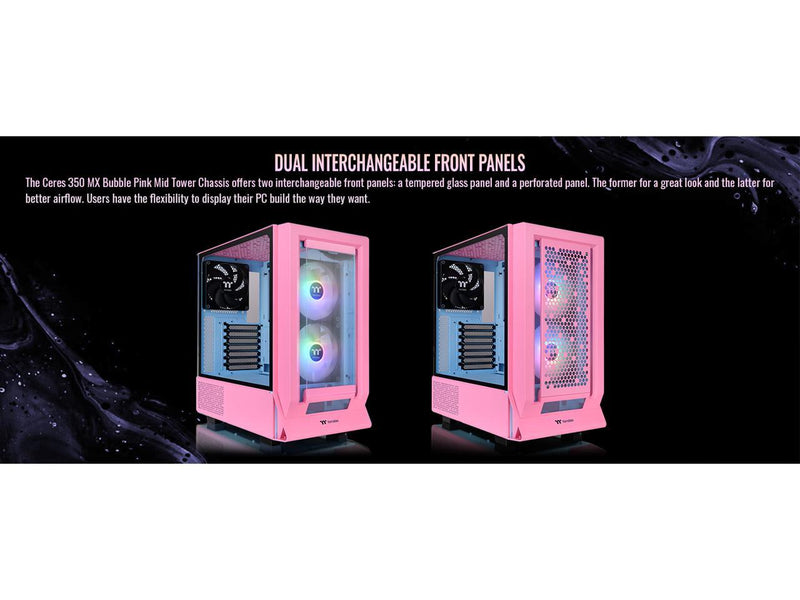 Thermaltake Ceres 350 MX Bubble Pink Mid Tower ATX Case; 3 Pre-installed ARGB