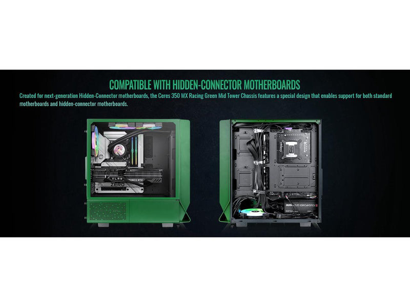 Thermaltake Ceres 350 MX Racing Green Mid Tower ATX Case; 3 Pre-installed ARGB