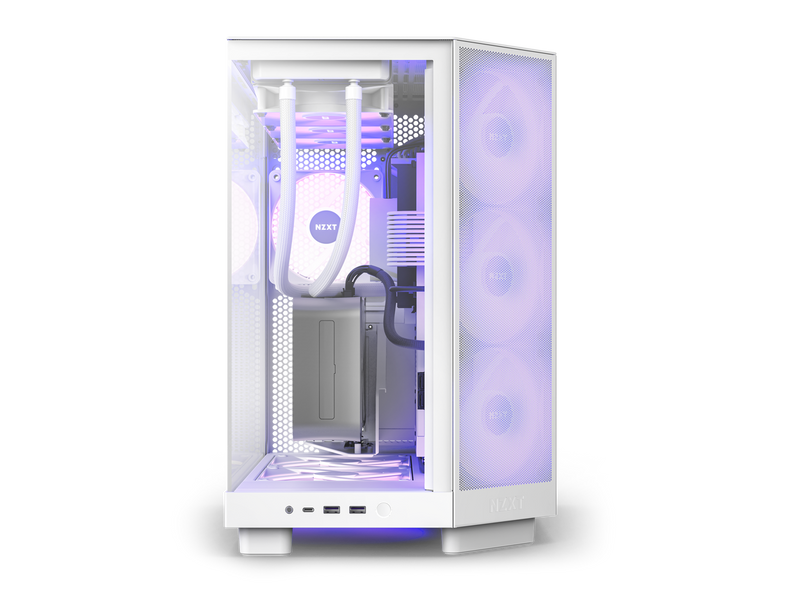 NZXT H6 FLOW RGB Compact Dual-Chamber Mid-Tower Airflow Case, White, CC-H61FW-R1