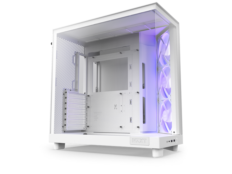 NZXT H6 FLOW RGB Compact Dual-Chamber Mid-Tower Airflow Case, White, CC-H61FW-R1