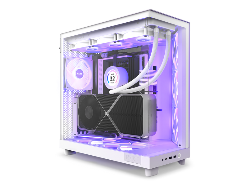 NZXT H6 FLOW RGB Compact Dual-Chamber Mid-Tower Airflow Case, White, CC-H61FW-R1