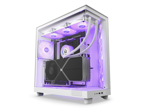 NZXT H6 FLOW RGB Compact Dual-Chamber Mid-Tower Airflow Case, White, CC-H61FW-R1