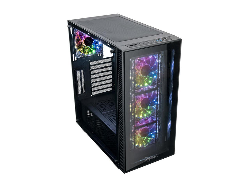 ROSEWILL CULLINAN MX Tempered Glass RGB ATX Mid Tower Computer Case with Remote