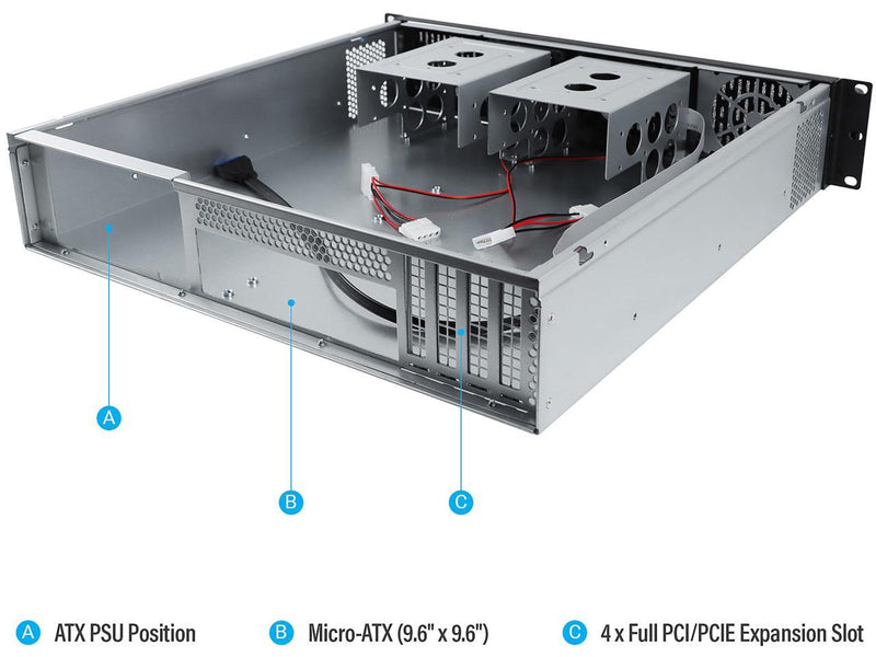 Rosewill 2U Server Chassis Rackmount Case, 4x 3.5" Bays, 2x 2.5" Devices,