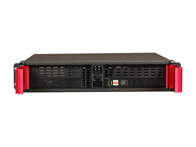 iStarUSA D-200SEA-RD Black Aluminum / Steel 2U Rackmount Server Case - Red Bezel