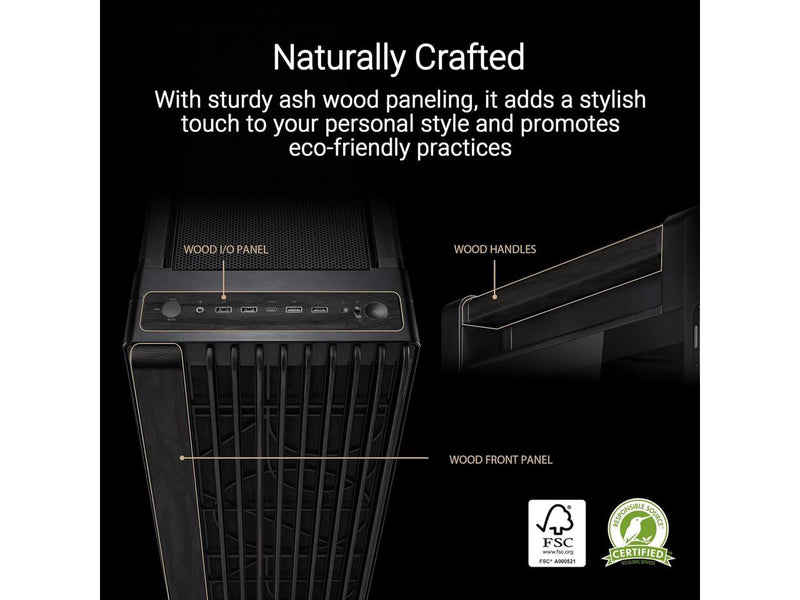 ASUS PA602 Black Steel/ABS Plastic/Wood/Tempered Glass Micro ATX Mid Tower