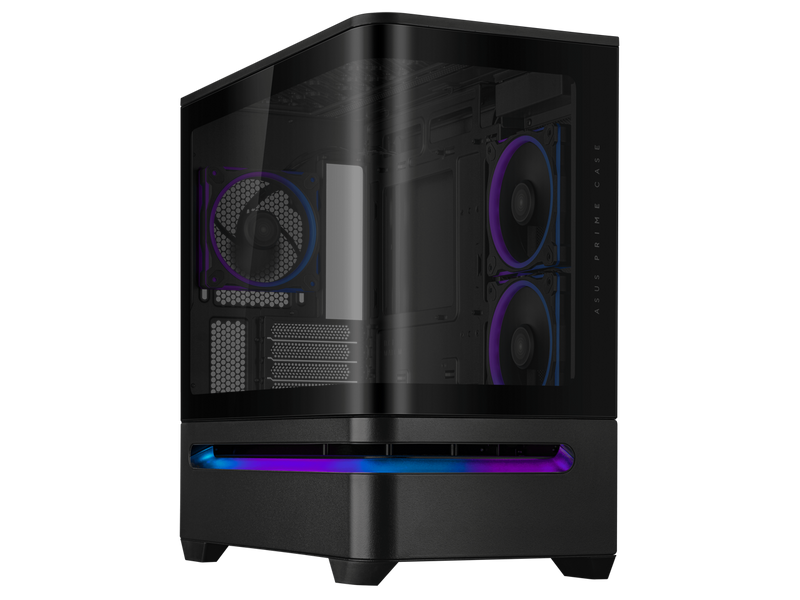 ASUS Prime AP202 ARGB Black mATX case with fully tempered curved glass, supports