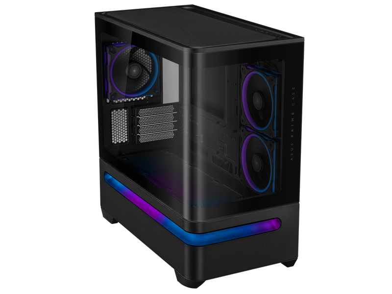 ASUS Prime AP202 ARGB Black mATX case with fully tempered curved glass, supports
