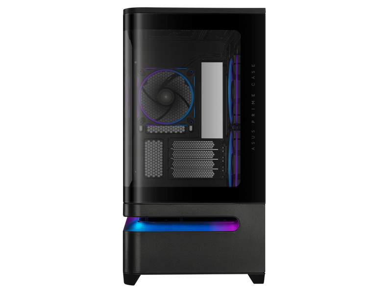 ASUS Prime AP202 ARGB Black mATX case with fully tempered curved glass, supports
