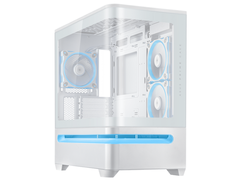 ASUS Prime AP202 ARGB White mATX case with fully tempered curved glass, supports