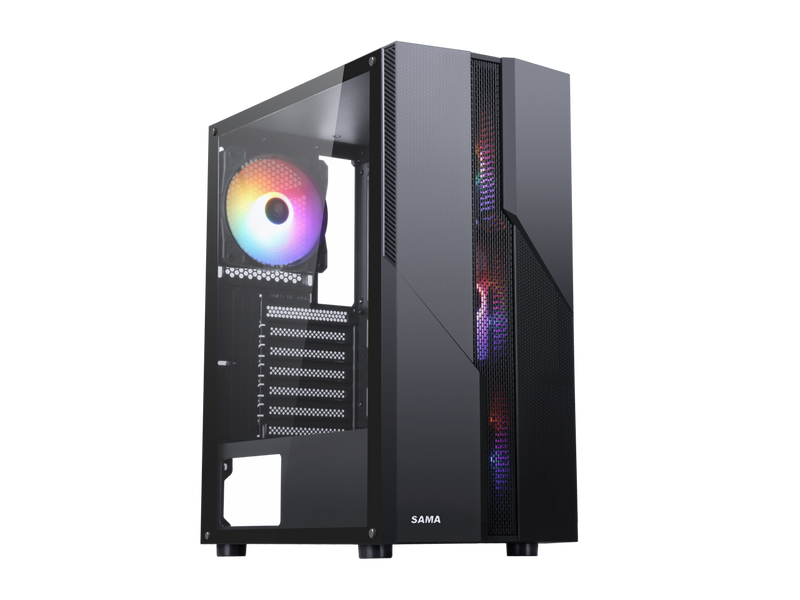 SAMA Sama-M2-TG Black USB3.0 Steel/ Tempered Glass ATX Mid Tower Gaming Computer