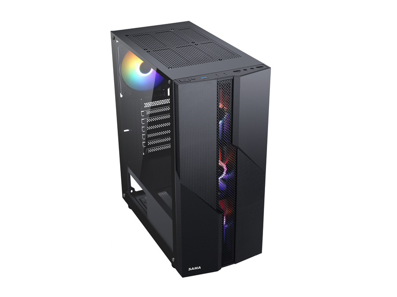 SAMA Sama-M2-TG Black USB3.0 Steel/ Tempered Glass ATX Mid Tower Gaming Computer