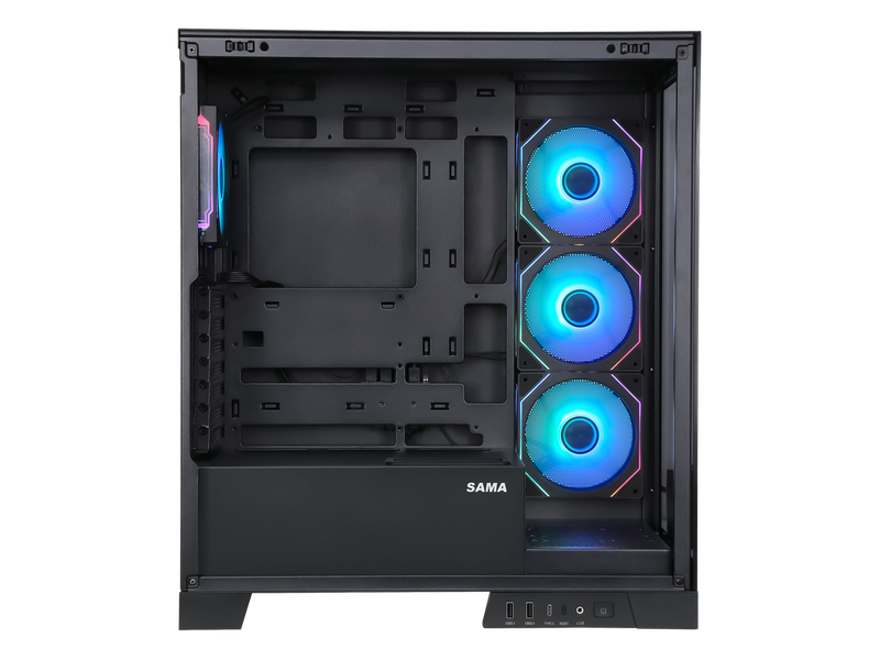 Sama Neview 2351 Black Dual USB3.0 and Type C Tempered Glass ATX Mid Tower