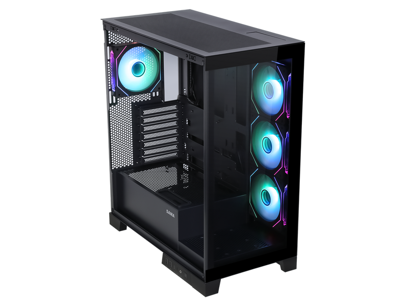 Sama Neview 2351 Black Dual USB3.0 and Type C Tempered Glass ATX Mid Tower