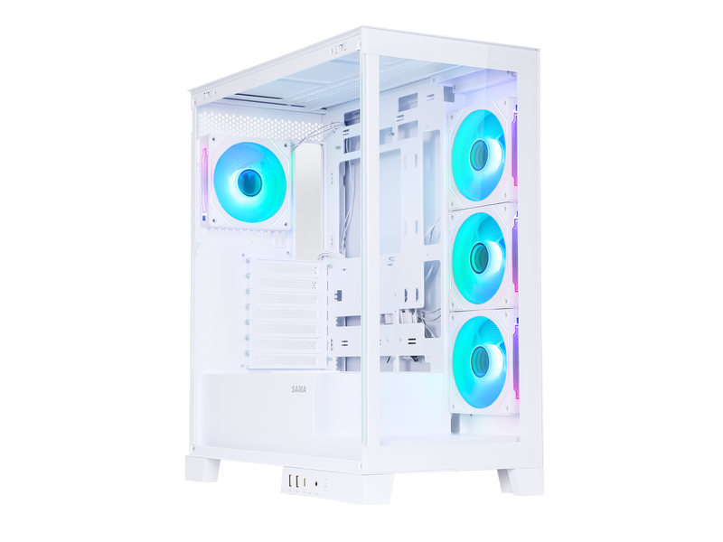 Sama Neview 2351 White Dual USB3.0 and Type C Tempered Glass ATX Mid Tower