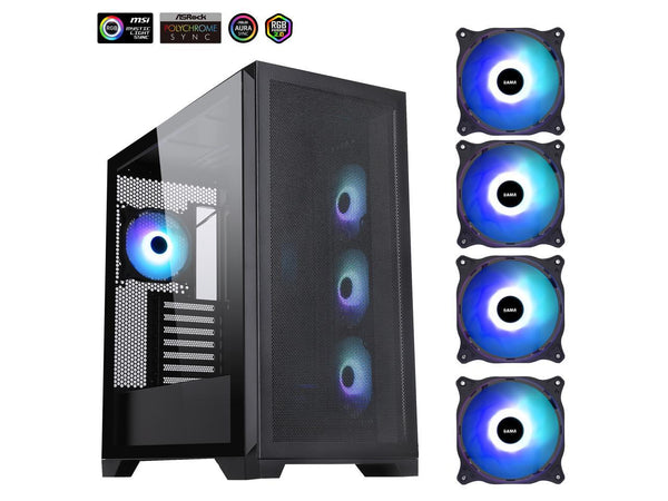 Sama 4501-Black Dual USB3.0 and Type C Tempered Glass ATX Full Tower Gaming