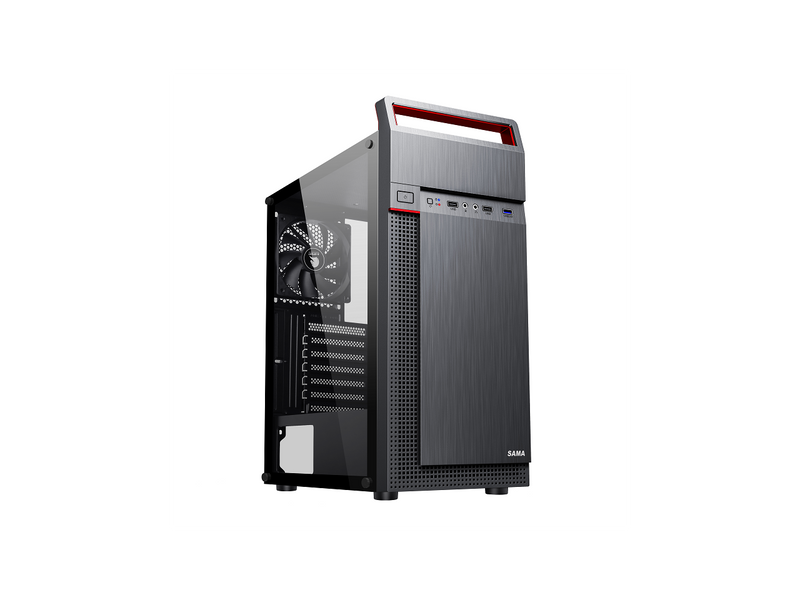 SAMA S88-TG Black USB3.0 Steel /Tempered Glass ATX Mid Tower Computer Case w/3