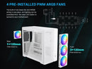 SAMA S50 ATX Mid Tower Case with 4 ARGB PWM Fans&Hub,PPLP A+ High Airflow