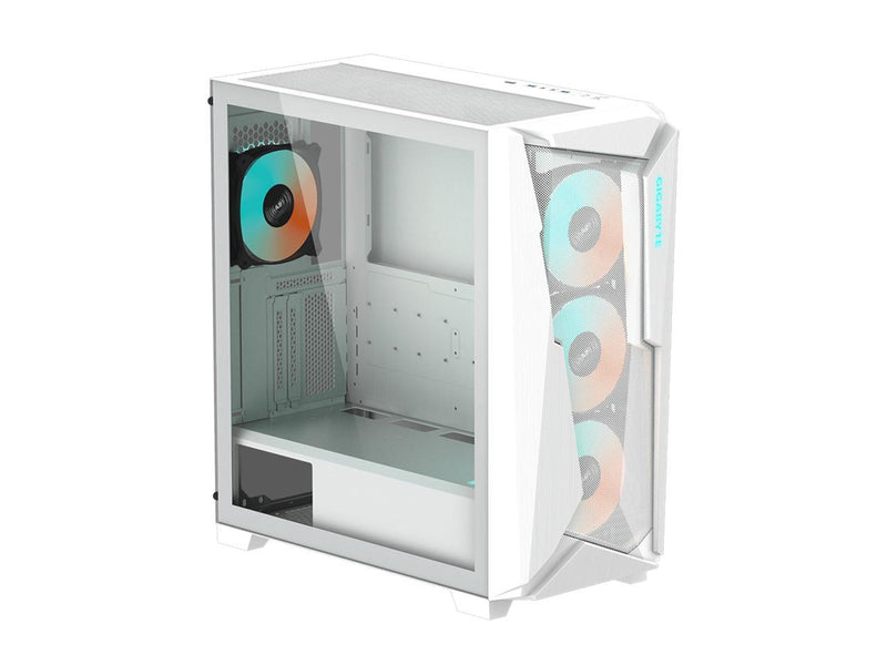 GIGABYTE C301 GLASS WHITE - White Mid Tower PC Gaming Case, Tempered Glass, USB