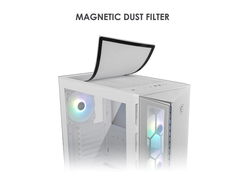 MSI MPG GUNGNIR 110R White Premium Mid-Tower PC Gaming Case - Tempered