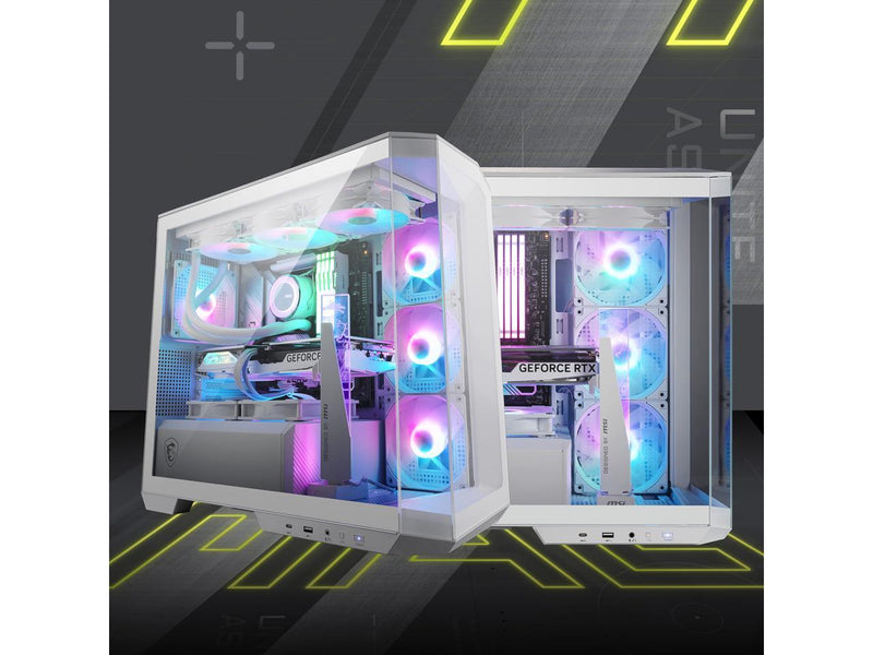 MSI MAG PANO M100R PZ WHITE Micro ATX Gaming Case, Support Back-Connect