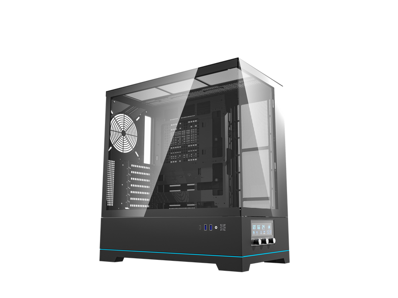 darkFlash DY451 Black Steel / Tempered Glass ATX Black chassis ,0.8mm SPCC Case