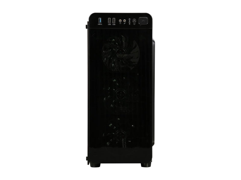 DIYPC VisionII-BL Black Steel / Tempered Glass ATX Mid Tower Computer Case