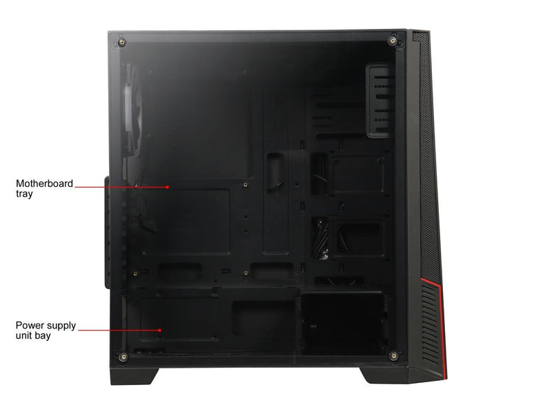 DIYPC M28-TG Black USB3.0 Steel/ Tempered Glass ATX Mid Tower Gaming Computer